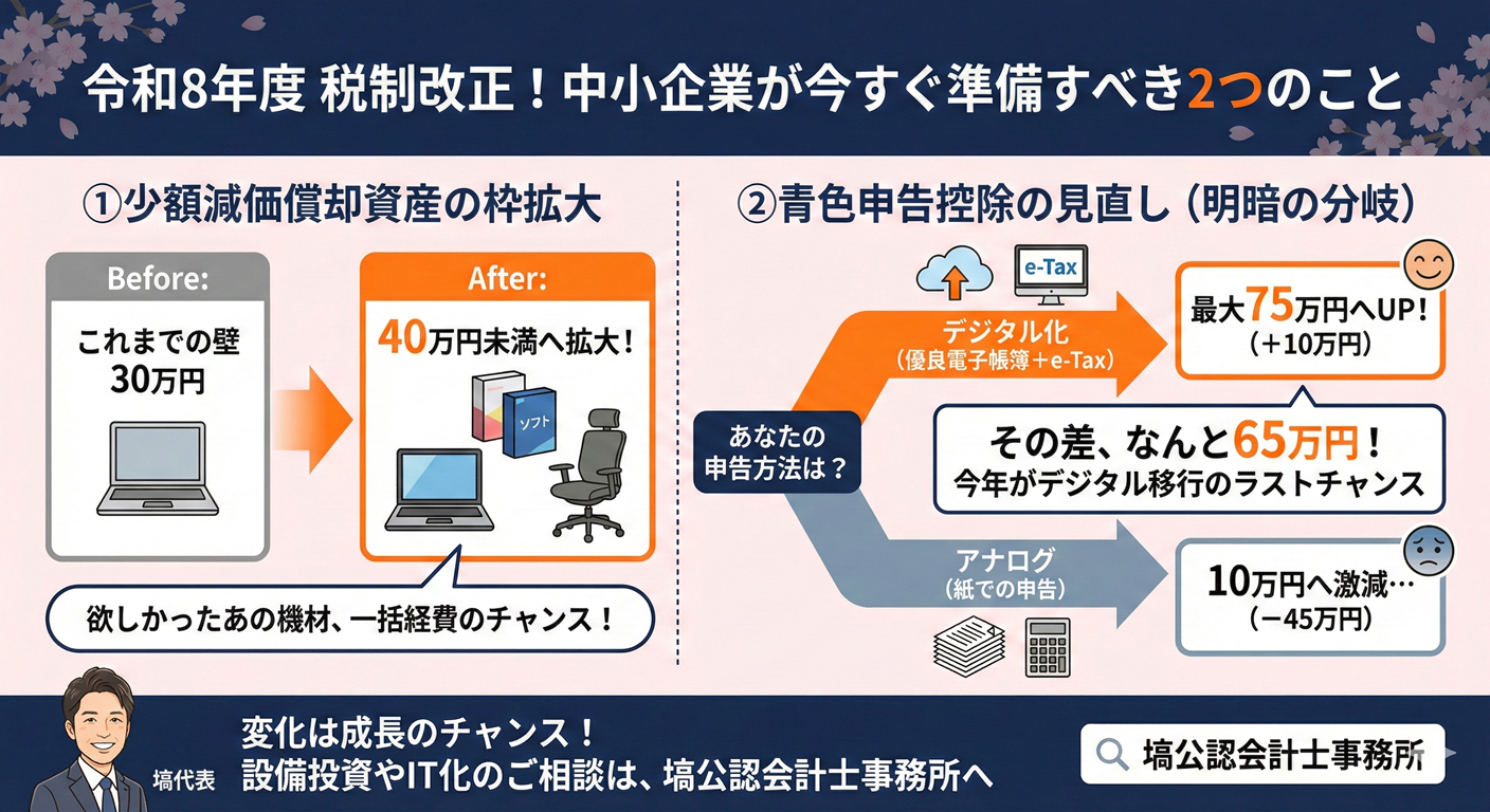 令和8年税制改正少額減価償却資産枠拡大